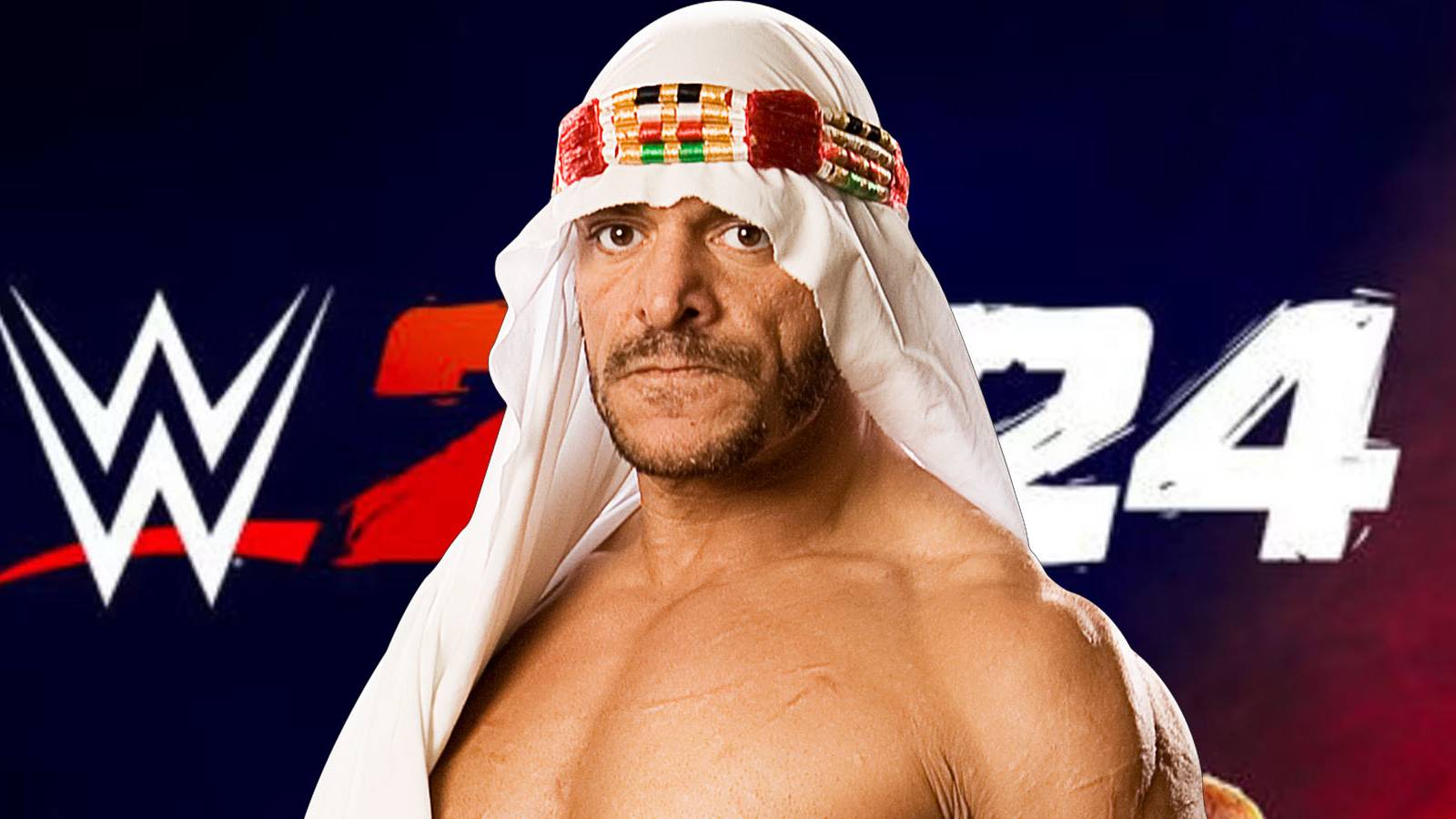 A promotional image of WWE 2K24's logo with Sabu placed in front.
