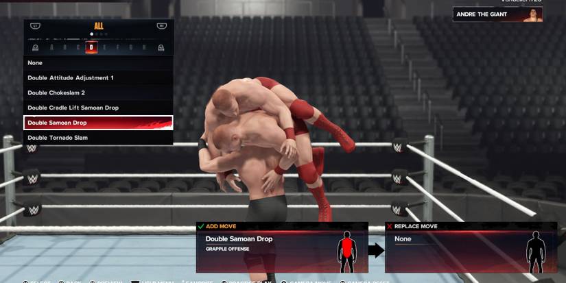 WWE 2K24 - setting the double finisher to Andre the Giant