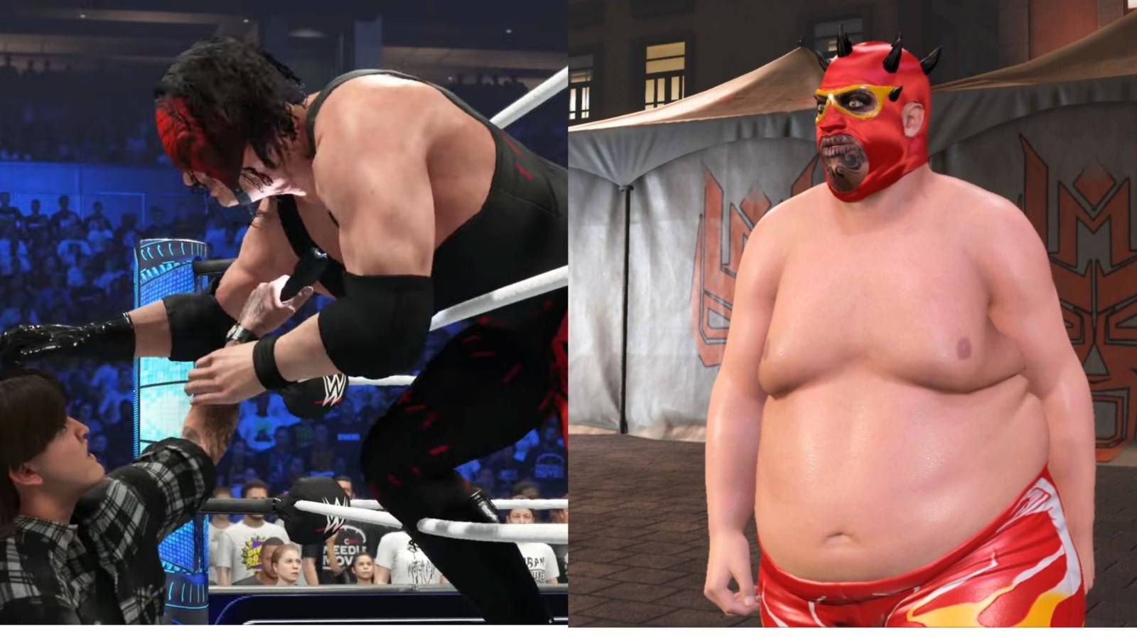 The two outcomes in MyRise Undisputed between Dom and Lita in WWE 2K24