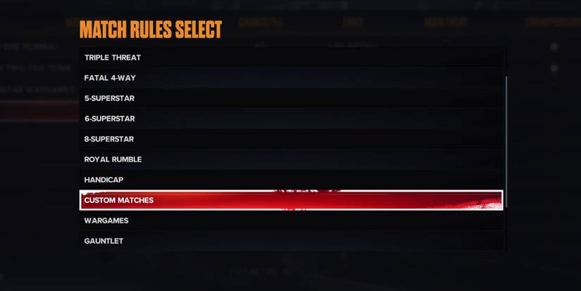 WWE 2K24 Survivor Series custom Match select