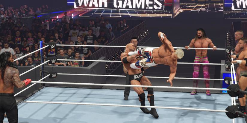 WWE 2K24 Survivor Series Match Cody with the Missile dropkick on the The Rock