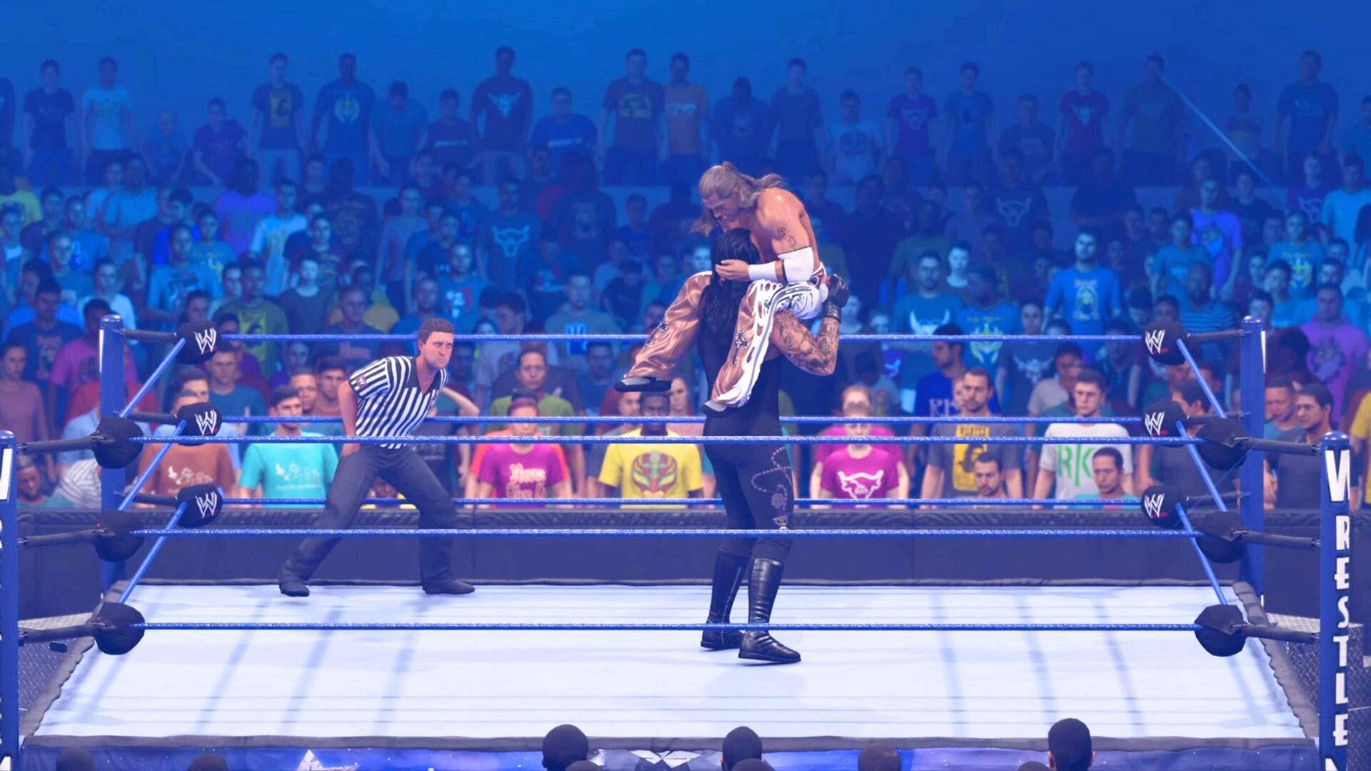 Undertaker holding Shawn Michaels on his shoulders in WWE 2K24