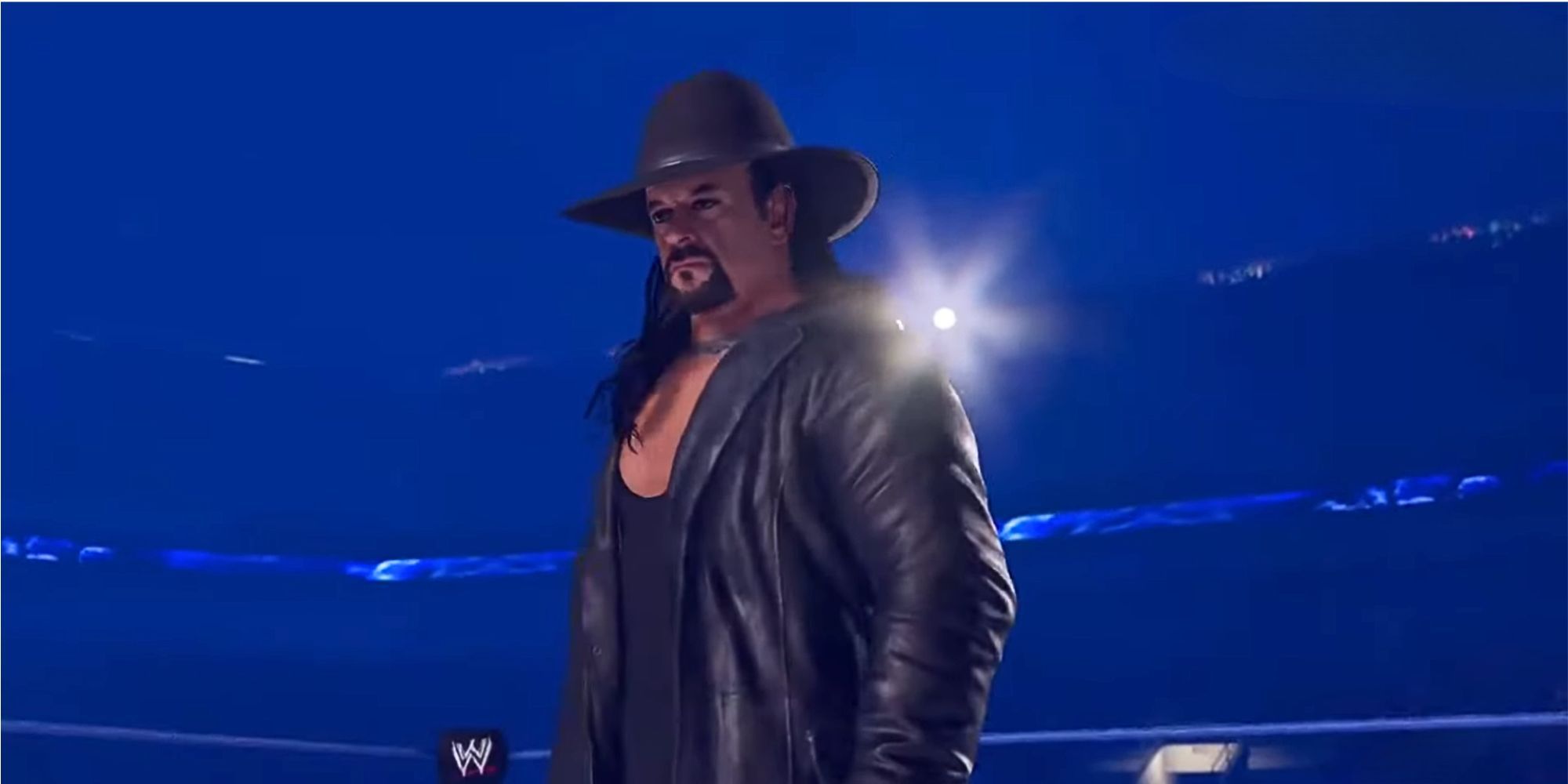 Undertaker in his entrance gear in WWE 2K24