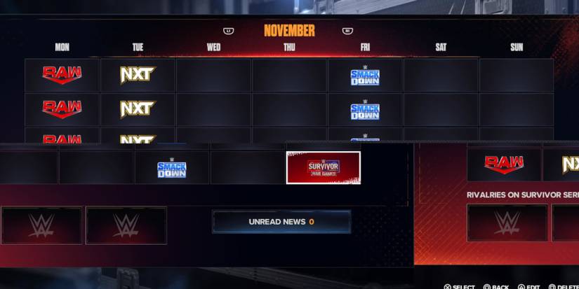 WWE 2K24 Universe mode calendar