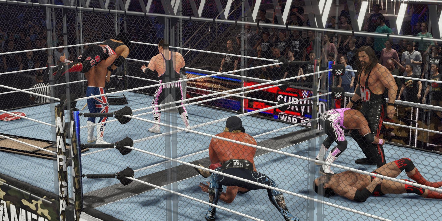 WWE 2K24 Wagames battle with teams of four