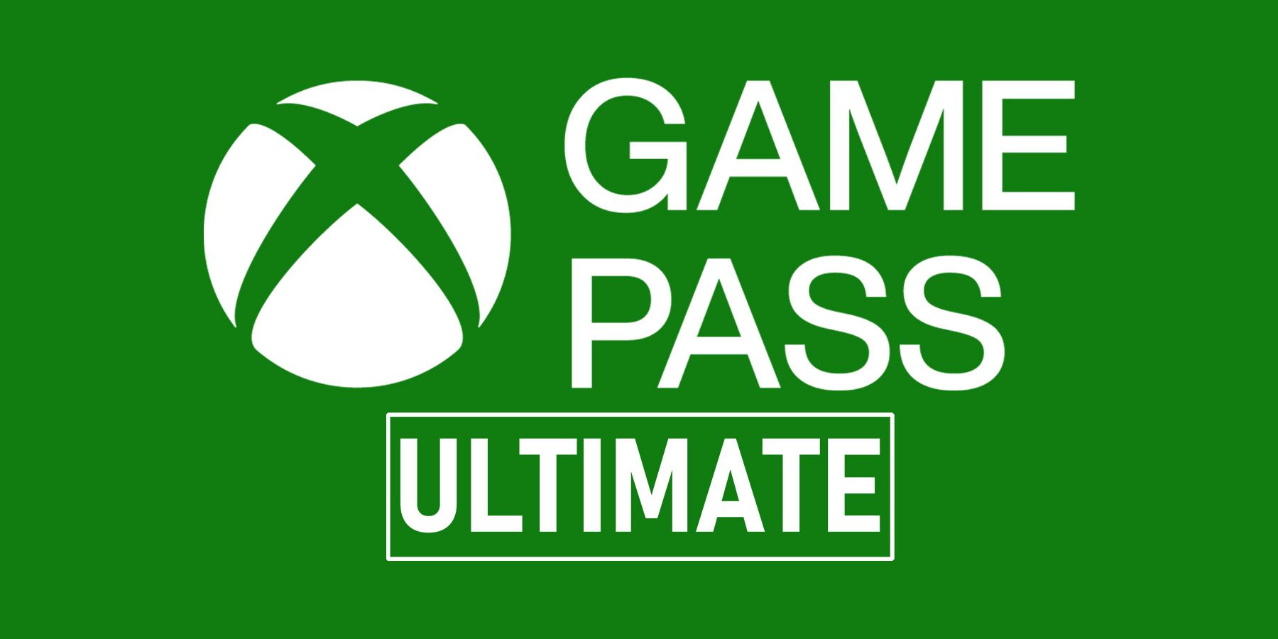 Xbox Game Pass Ultimate white wordmark on dark green background