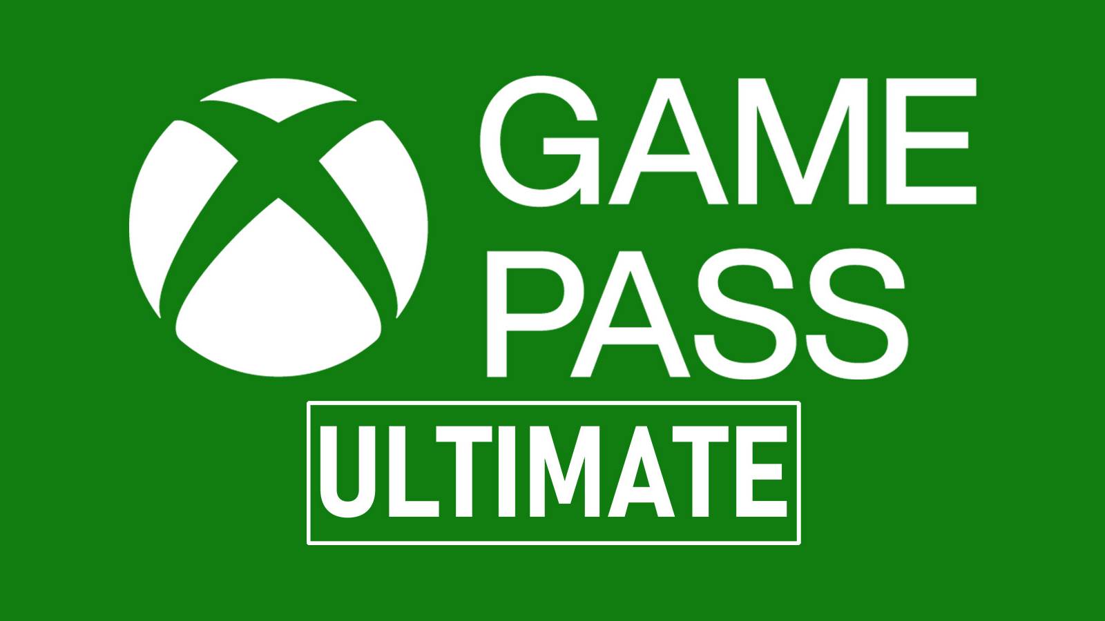 Xbox Game Pass Ultimate white wordmark on dark green background