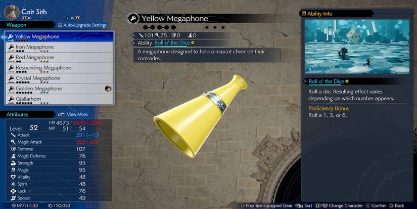Yellow Megaphone weapon in Final Fantasy 7 Rebirth