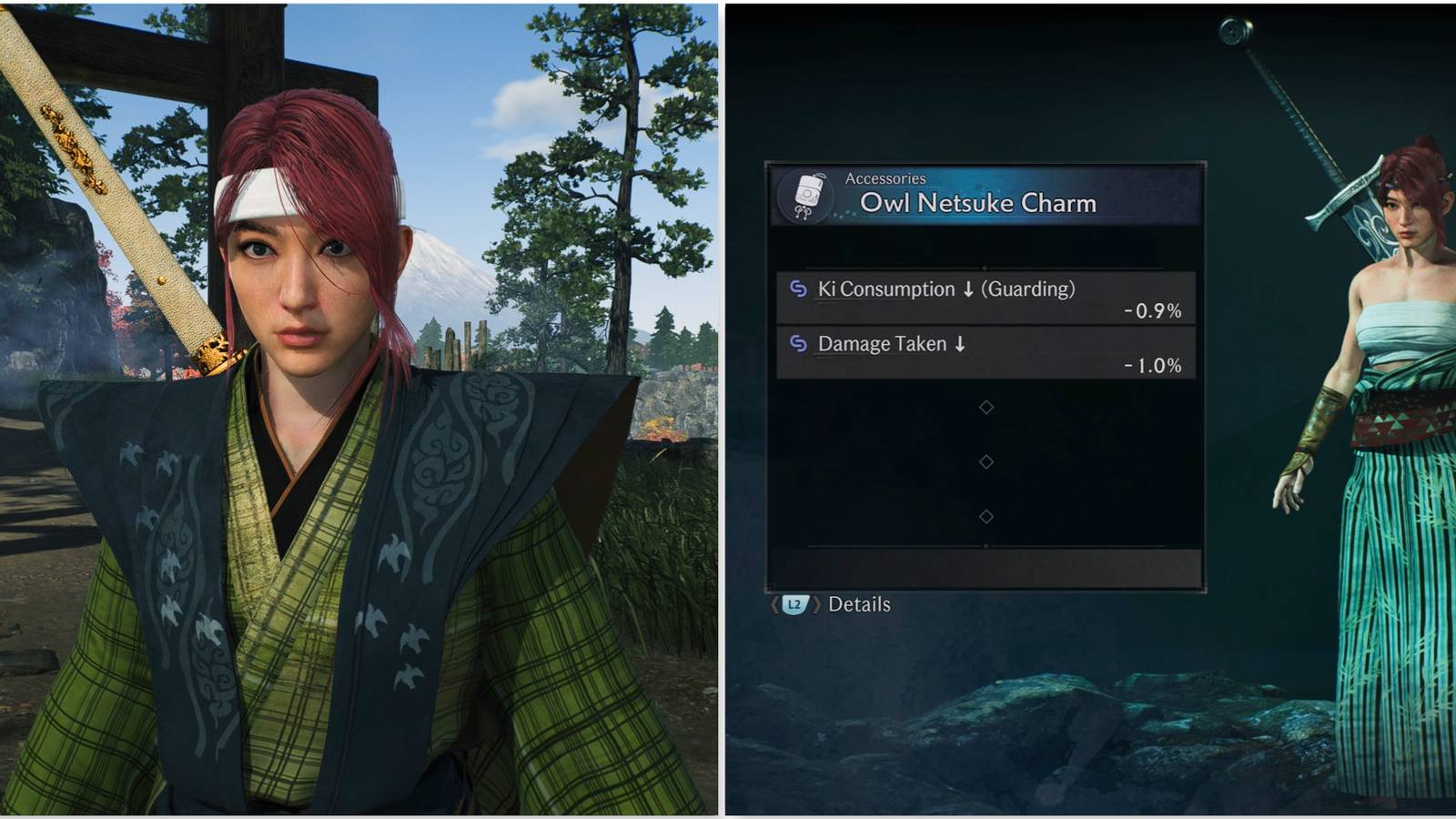 Your Blade Twin and Owl Netsuke Charm accessory in Rise of the Ron