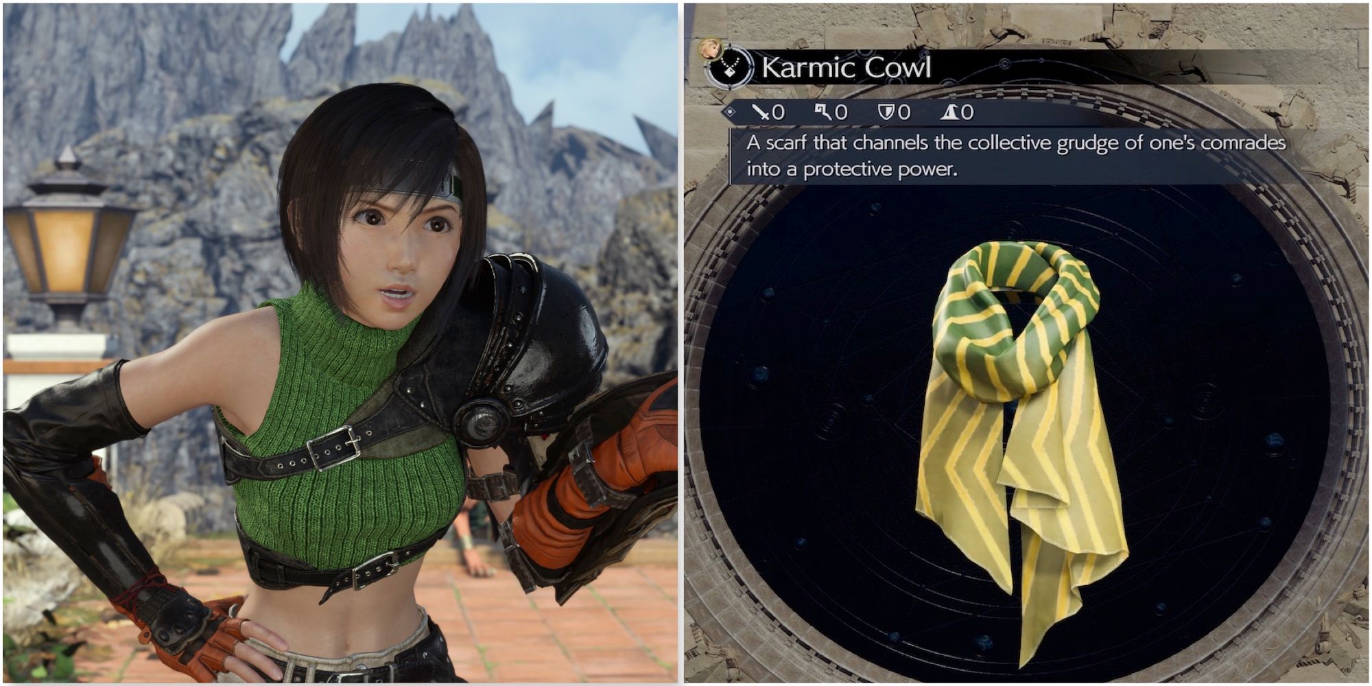 Yuffie and Karmic Cowl accessory in Final Fantasy 7 Rebirth