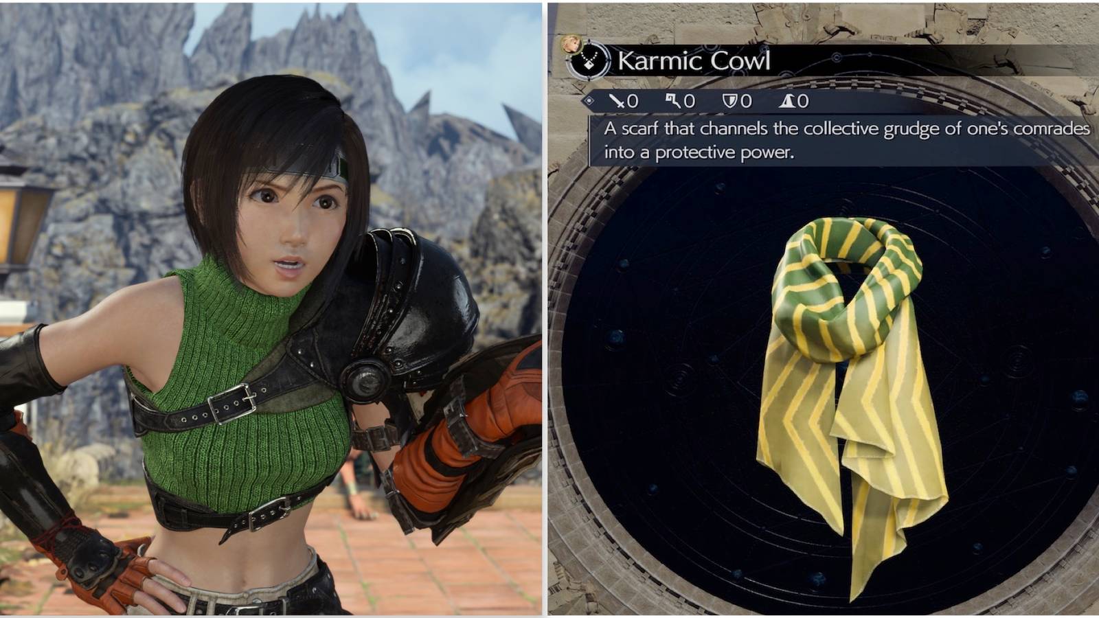 Yuffie and Karmic Cowl accessory in Final Fantasy 7 Rebirth