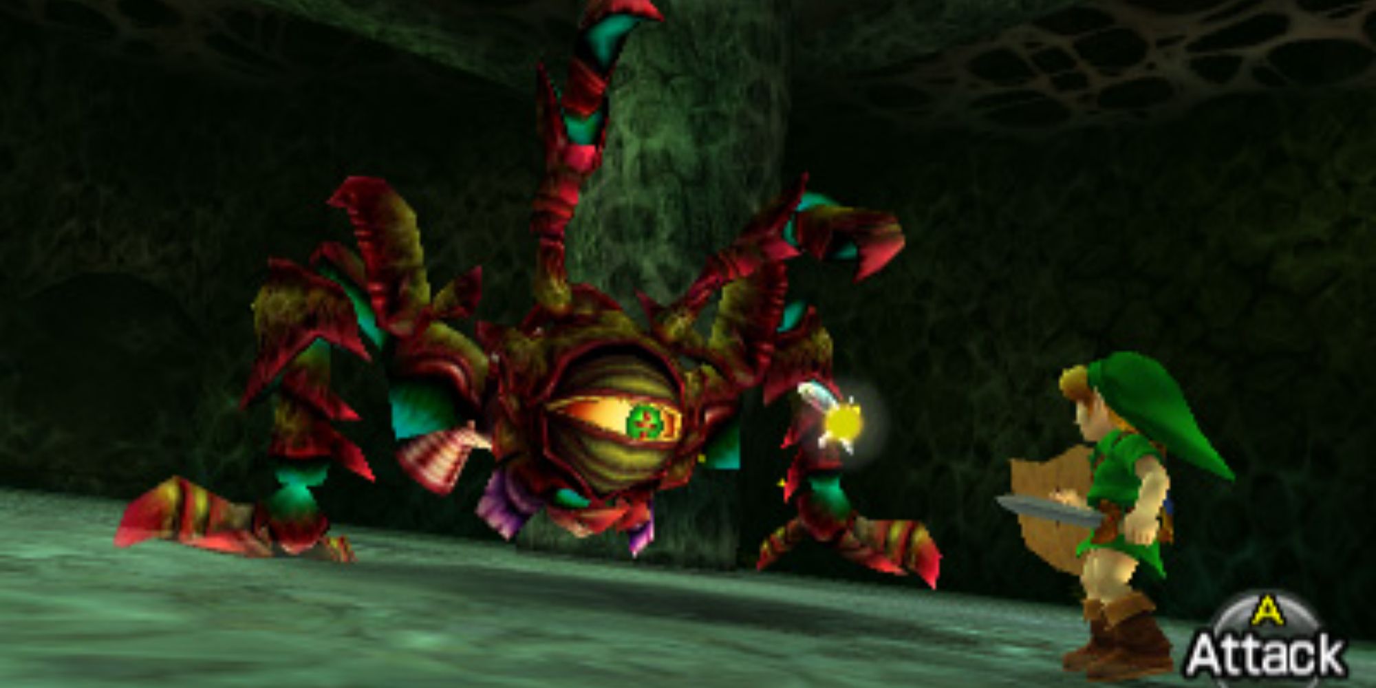 Link fighting Gohma in OoT3D