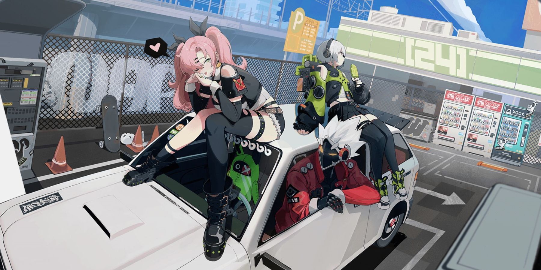 The reveal visual for Zenless Zone Zero showing playable characters Nicole, Billy, and Anby.