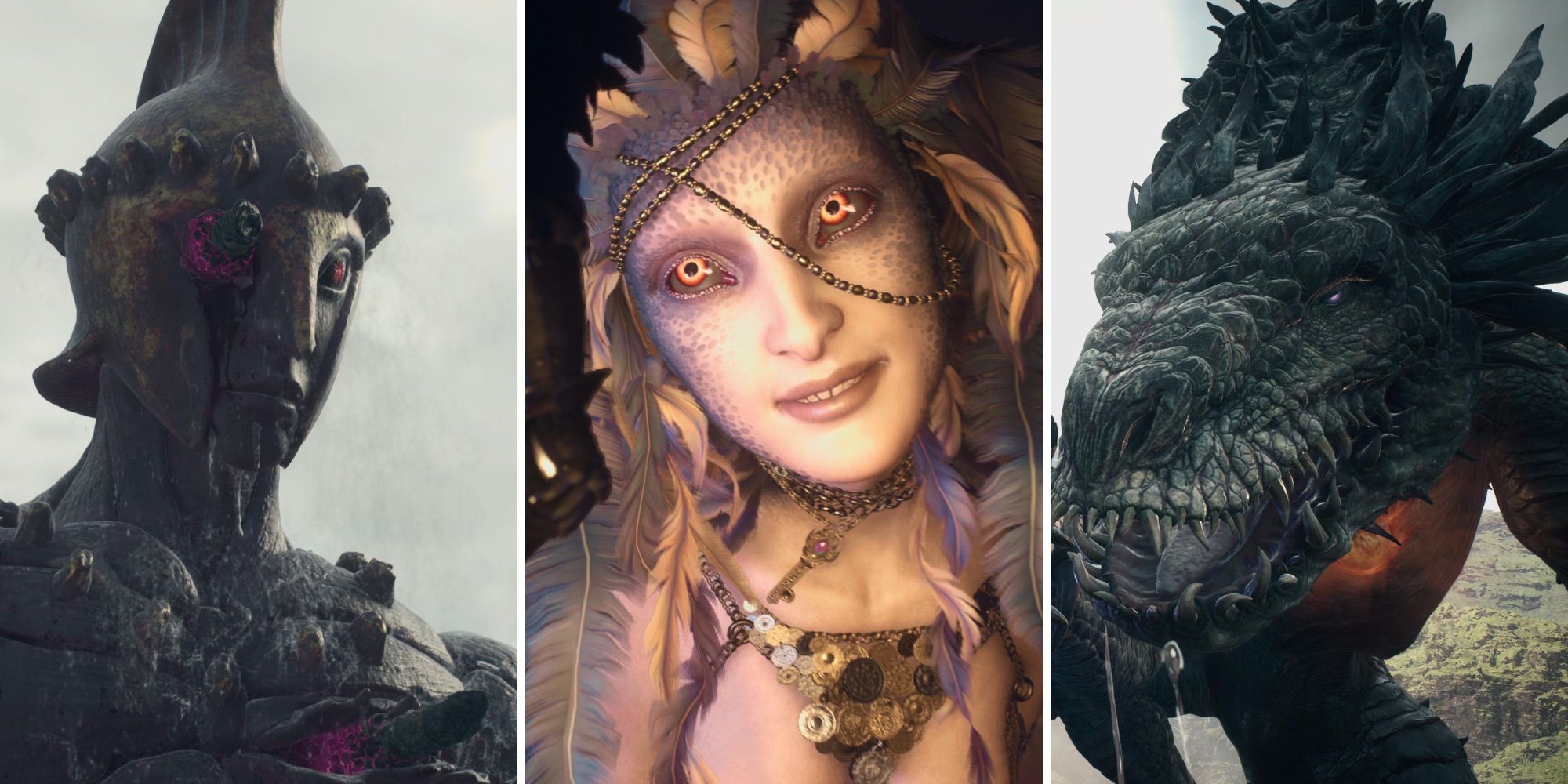 A grid showing the monsters: Talos, the Sphinx, and a Drake in Dragon’s Dogma 2