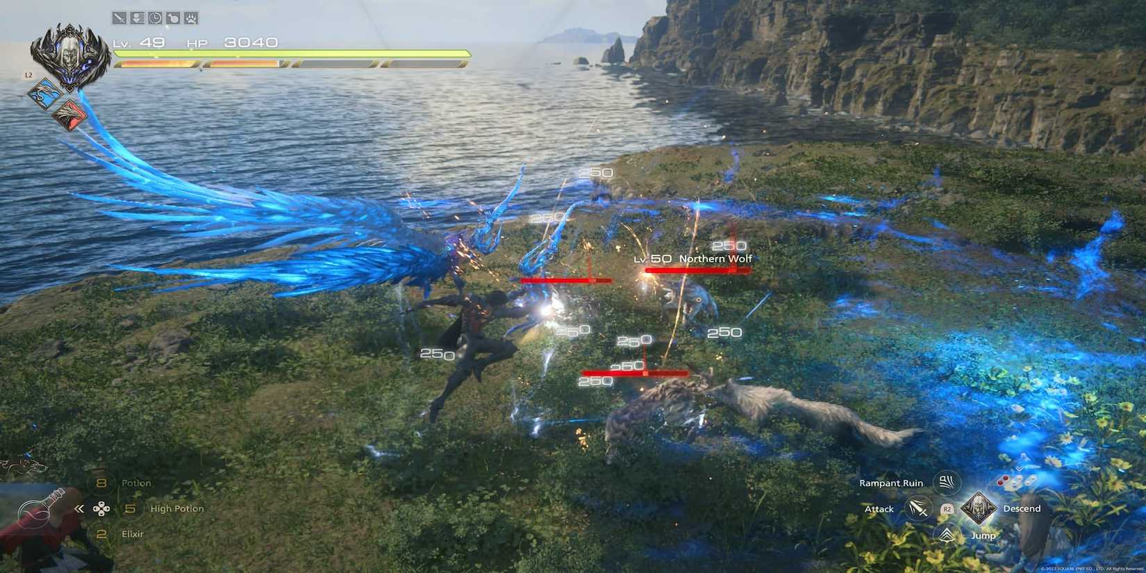 Clive Using His Basic Attack While Ascension Is Active 