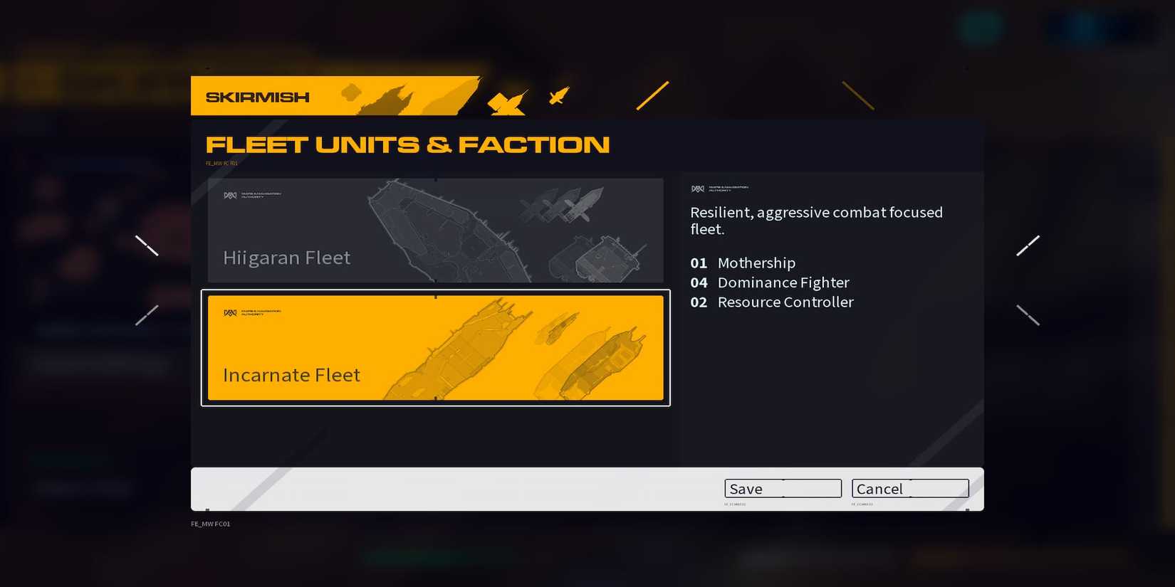 The Incarnate Fleet Starting Screen 