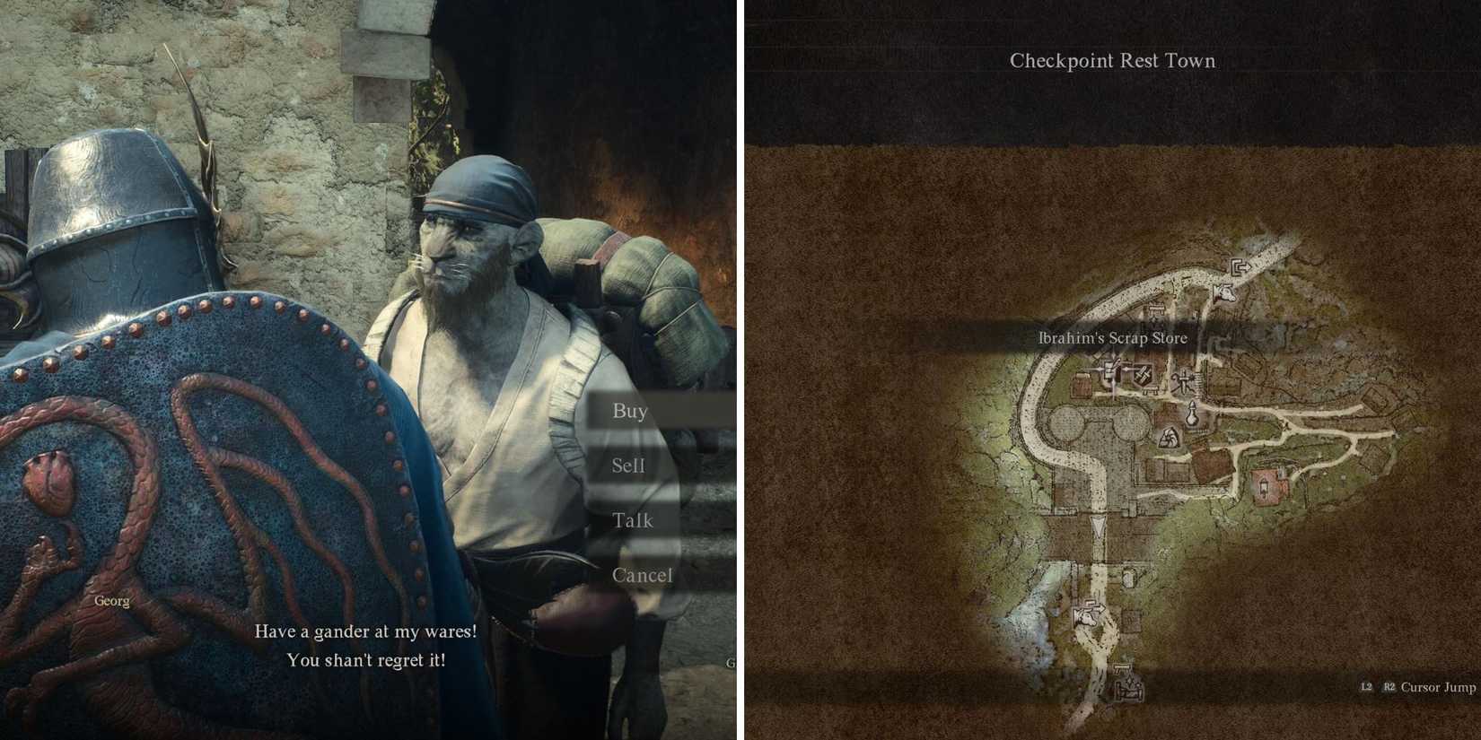 The Player Talking To Georg & Ibrahim's Scrap Shop On The Map 