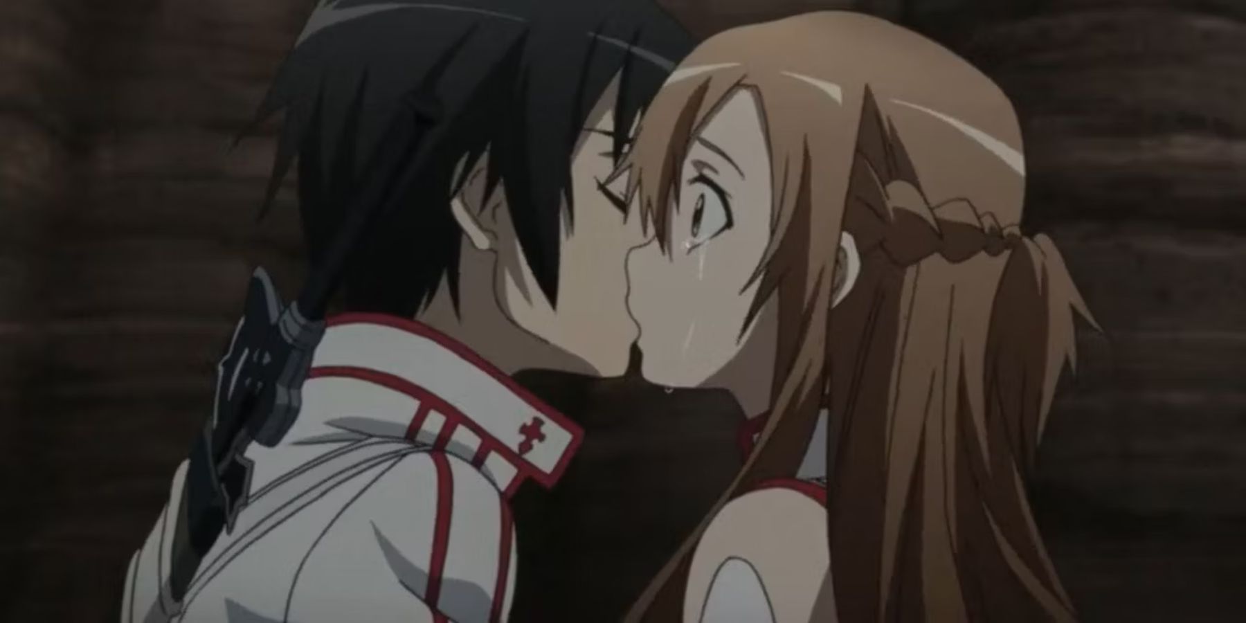 Kirito & Asuna (Sword Art Online) Yuuki Asuna Kirigaya Kazuto anime kiss