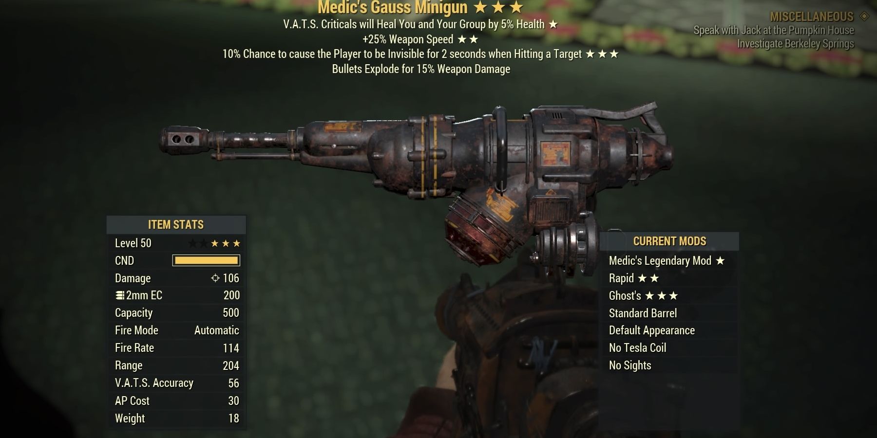 Gauss Minigun in Fallout 76