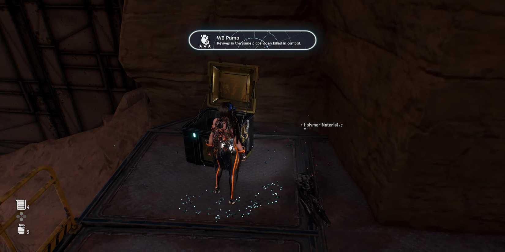 Eve Getting Polymer Material From A Chest 