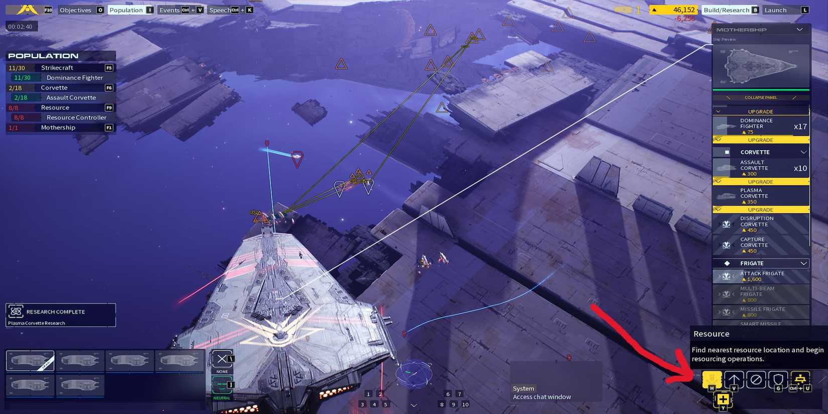 The Resource Button Being Selected 