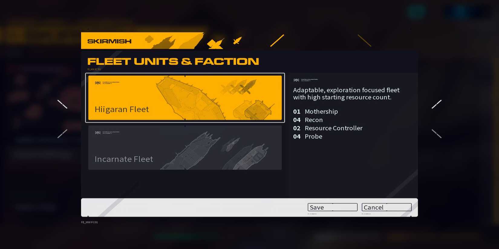 The Hiigaran Fleet Starting Screen 