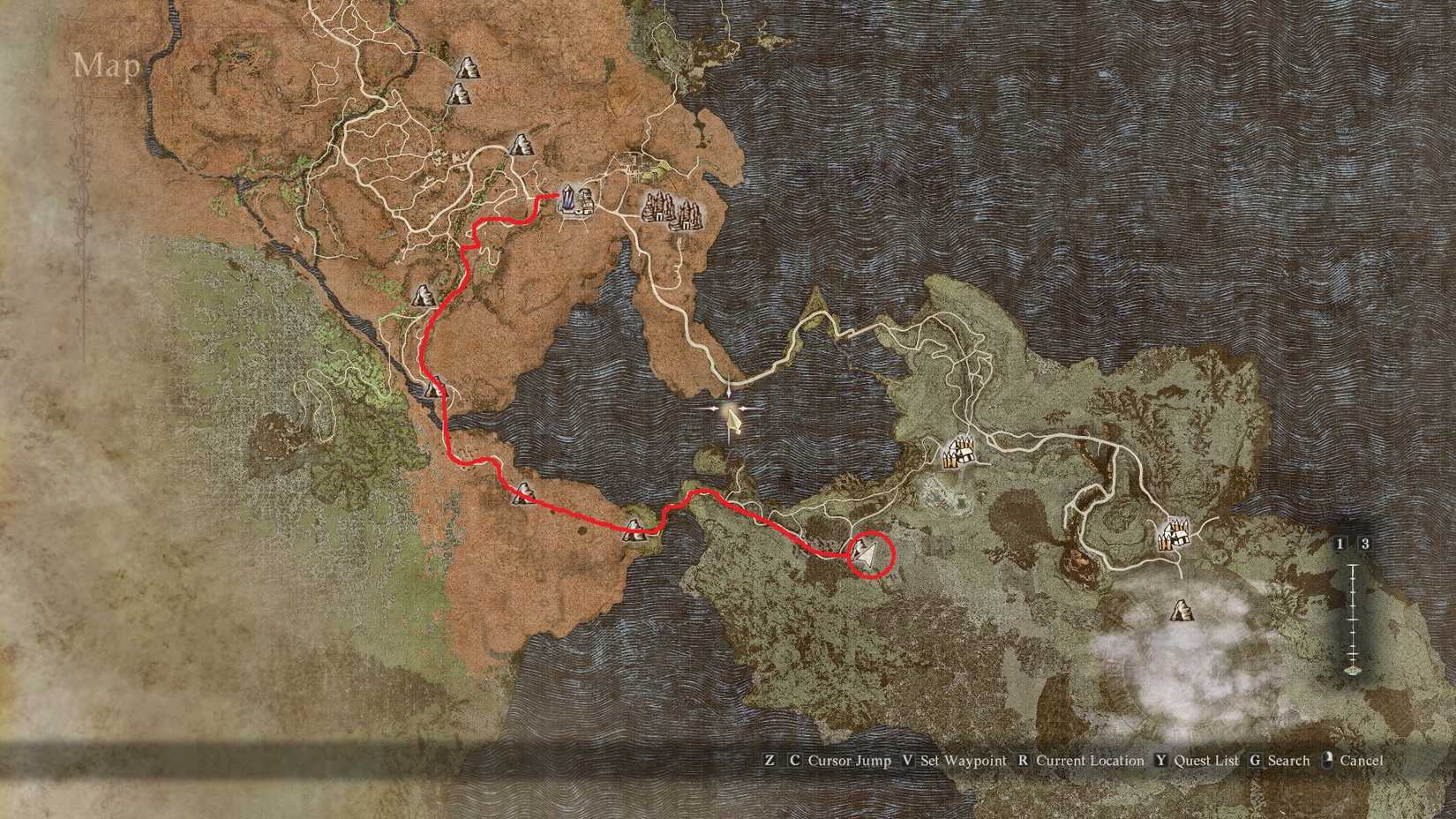 Location of the Mountain Base Cave in Dragon's Dogma 2