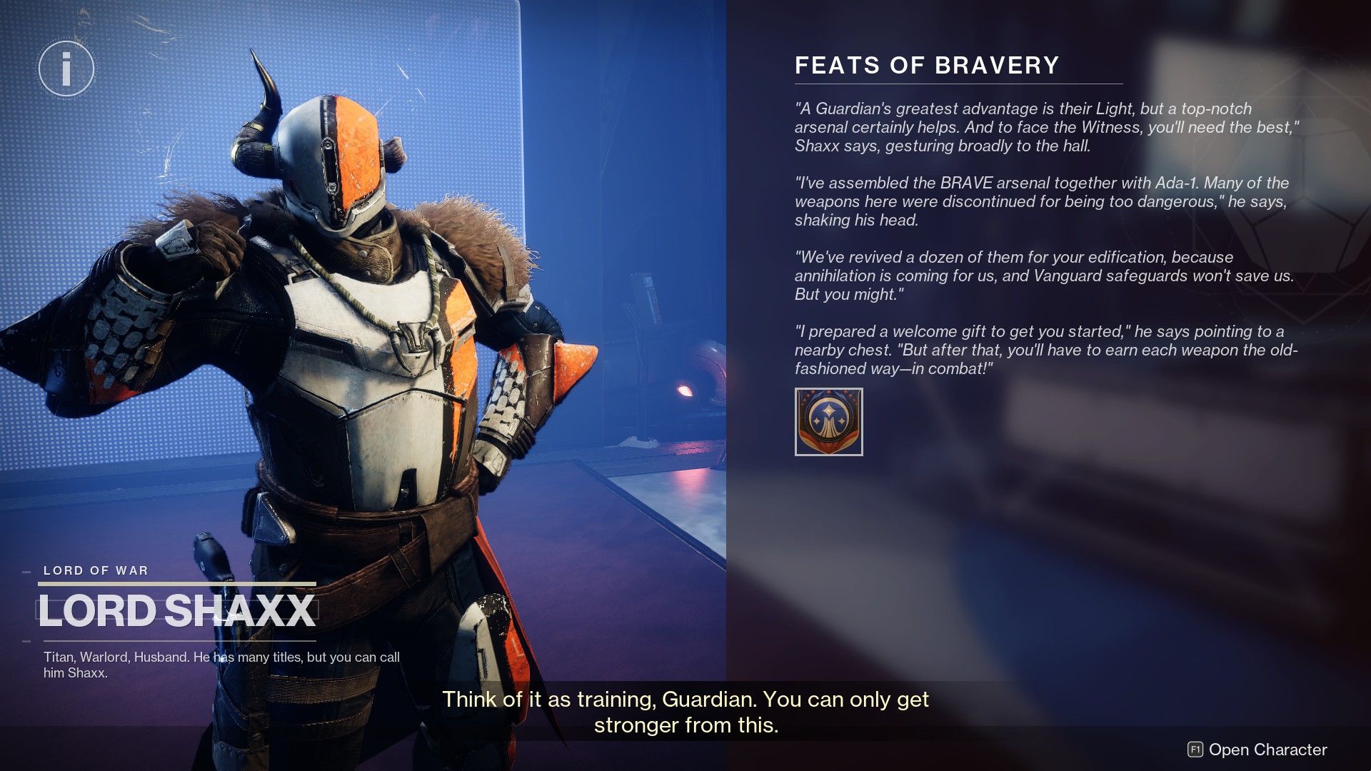 Lord Shaxx explaining Onslaught mode in Destiny 2