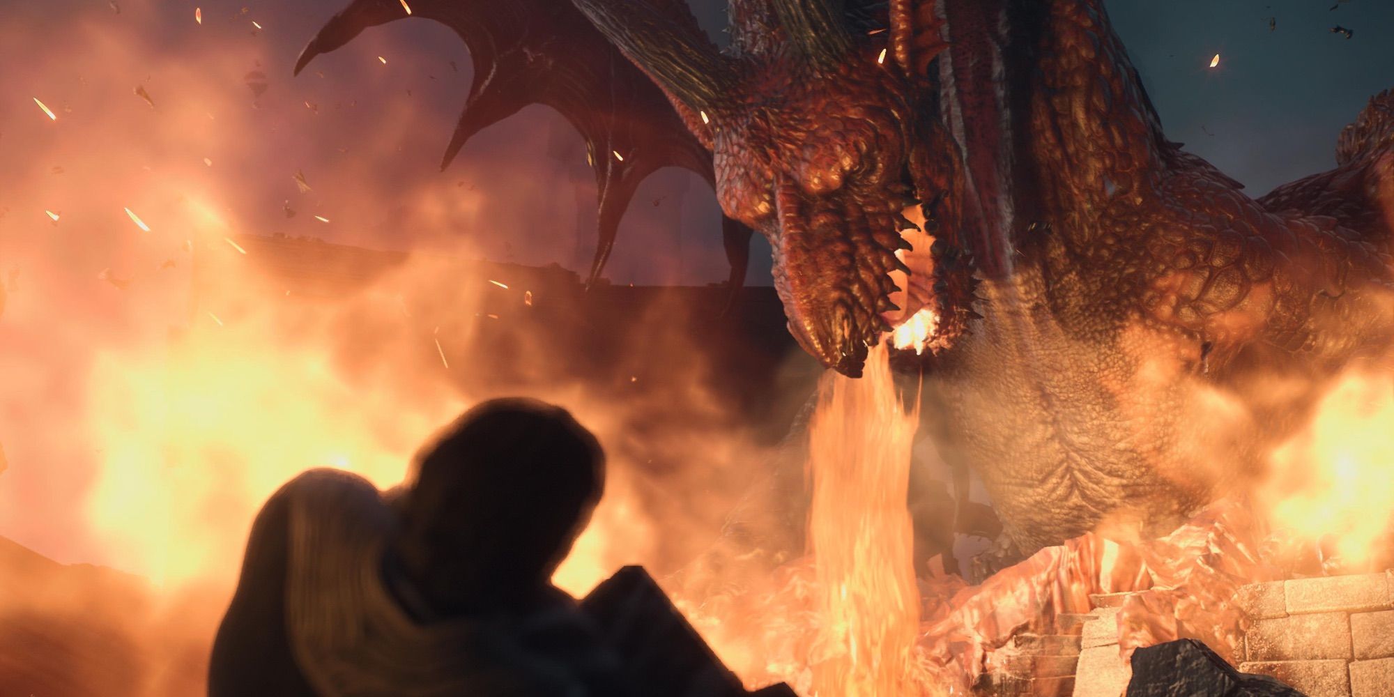 The Dragon breathing fire in Dragon’s Dogma 2