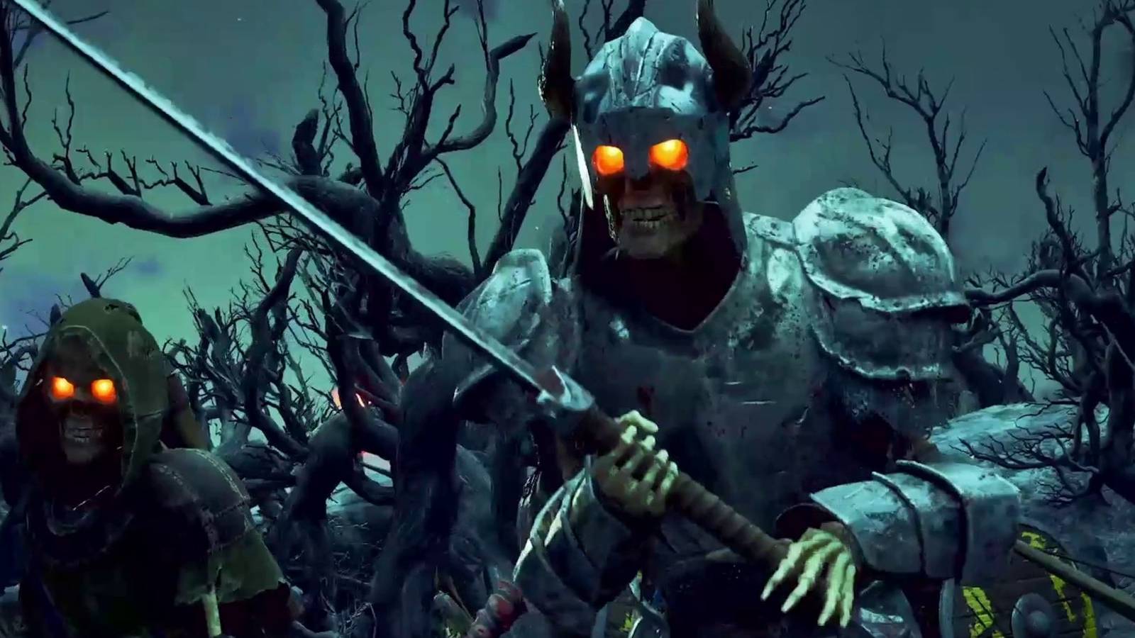 an avowed skeleton enemy wearing heavy armor and wielding a greatsword