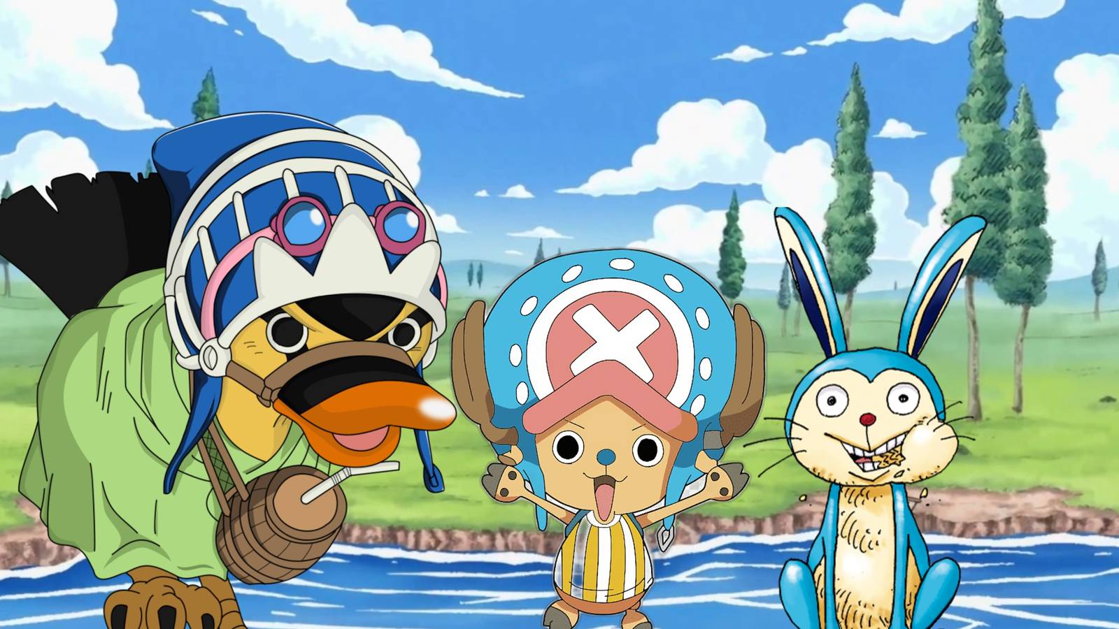 Karoo, Tony Tony Chopper, and Gonbe in One Piece