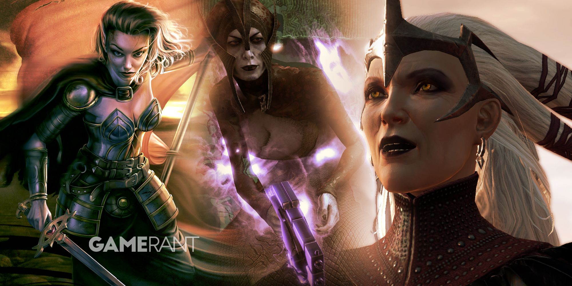 Female villians Lady Aribeth de Tylmarande from Neverwinter Nights, Matriarch Benezia from Mass Effect, Flemeth from Dragon Age: Origins