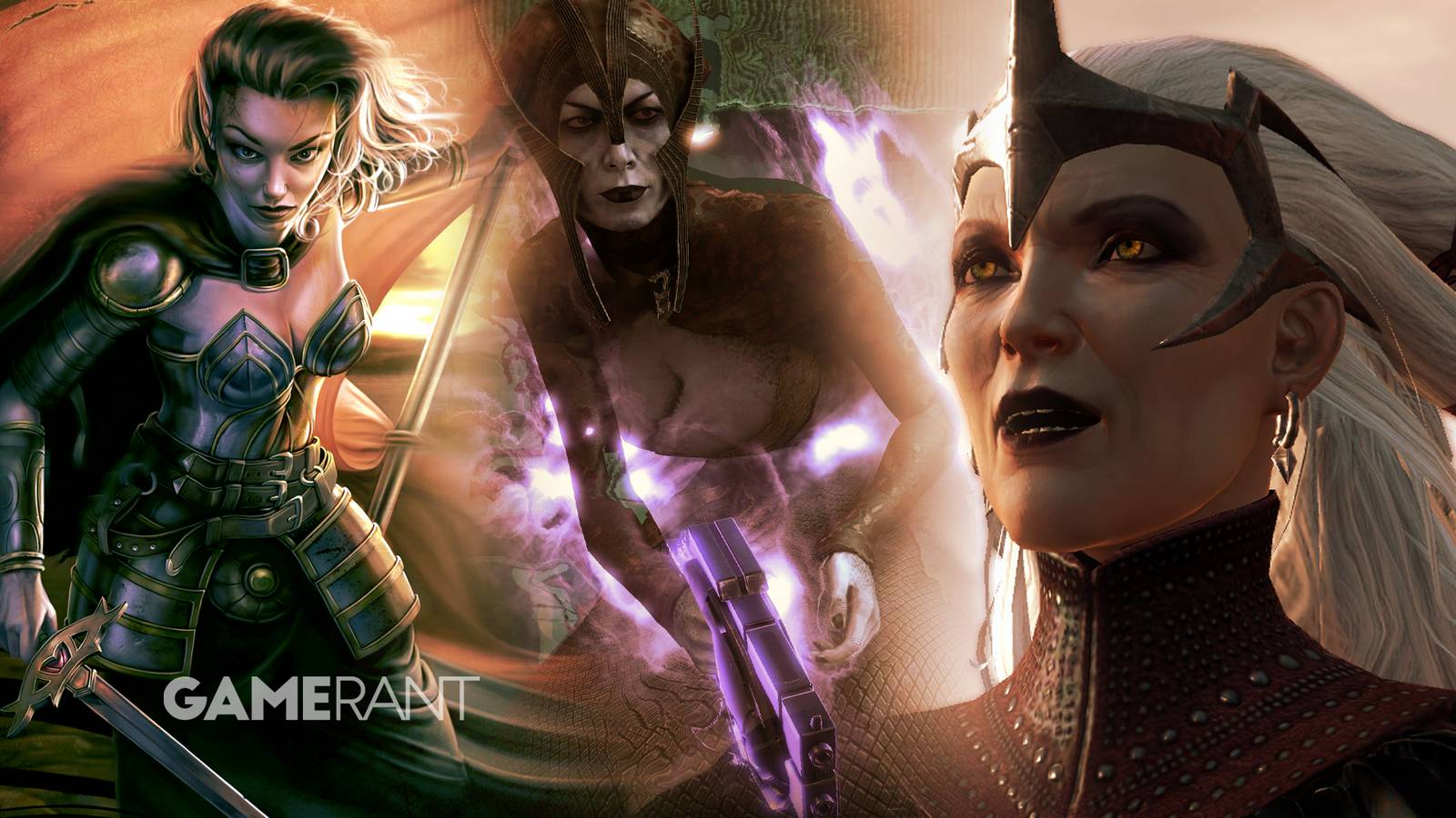 Female villians Lady Aribeth de Tylmarande from Neverwinter Nights, Matriarch Benezia from Mass Effect, Flemeth from Dragon Age: Origins