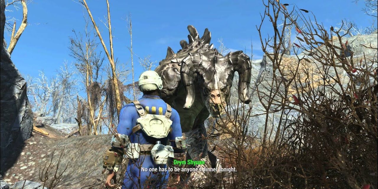 A friendly Deathclaw in Fallout 4
