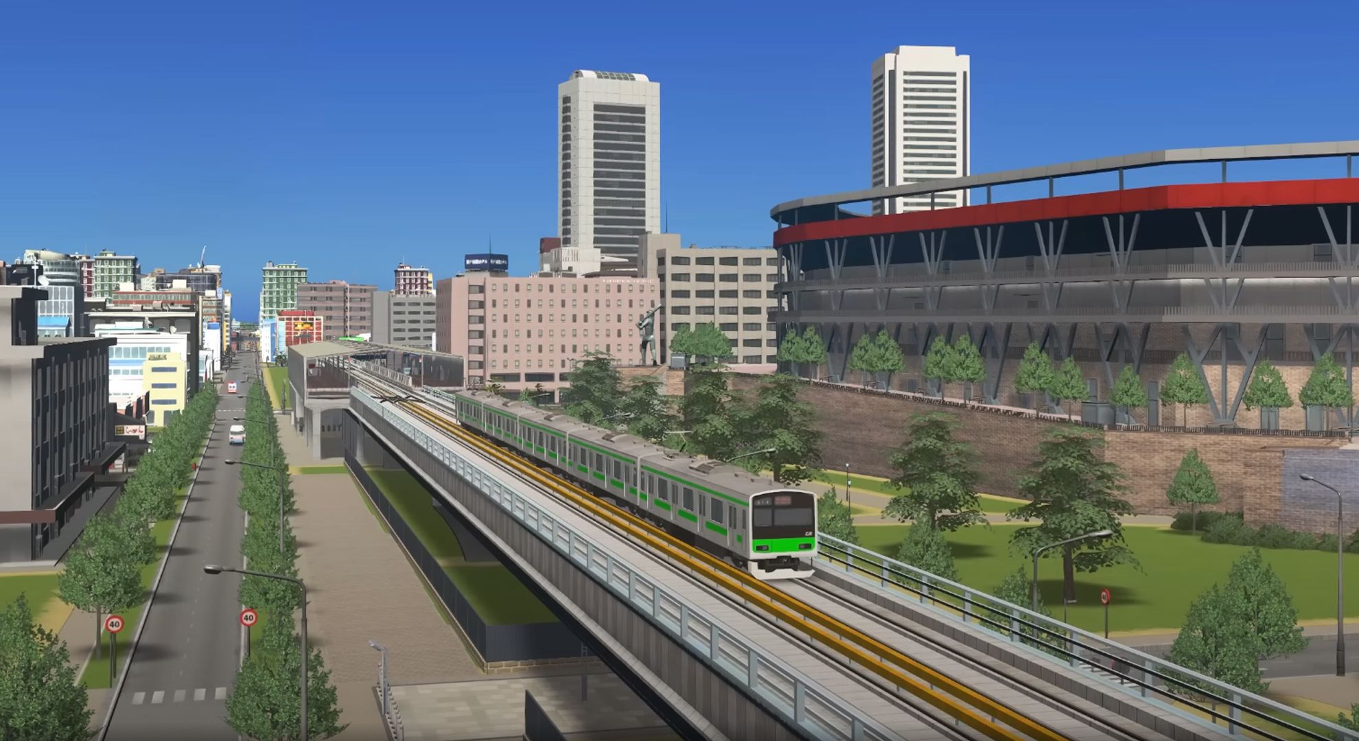 A railway in Cities Skylines