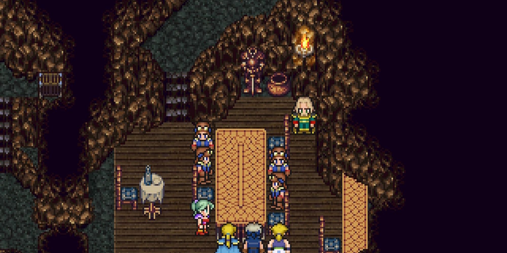 A scene with The Returners in Final Fantasy 6