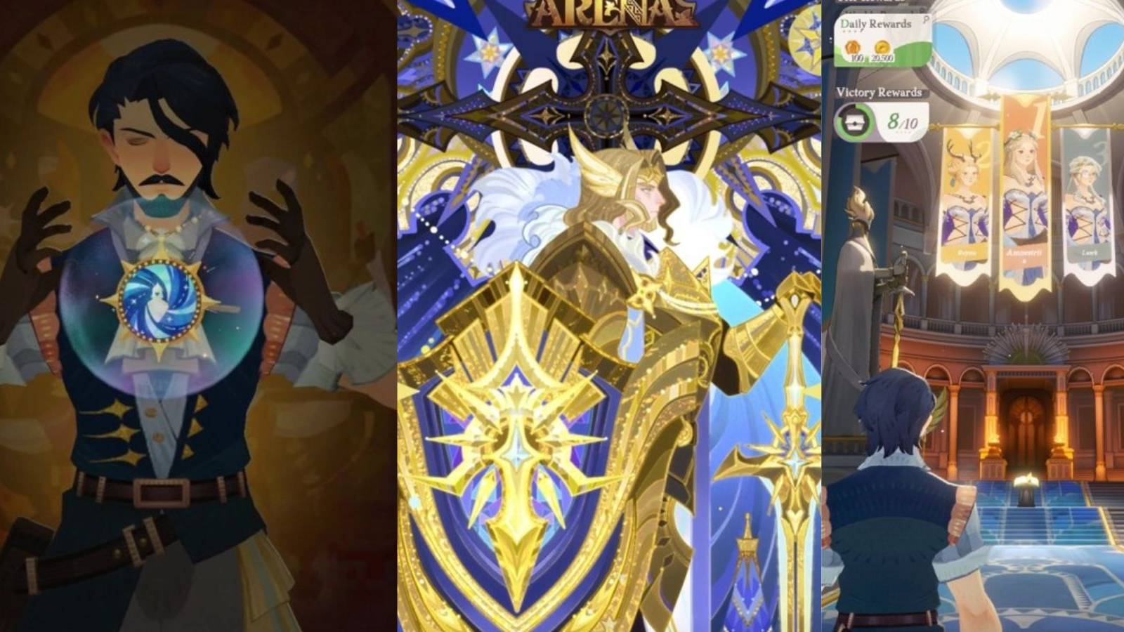 afk arena and afk journey gameplay snapshots and cover arts.