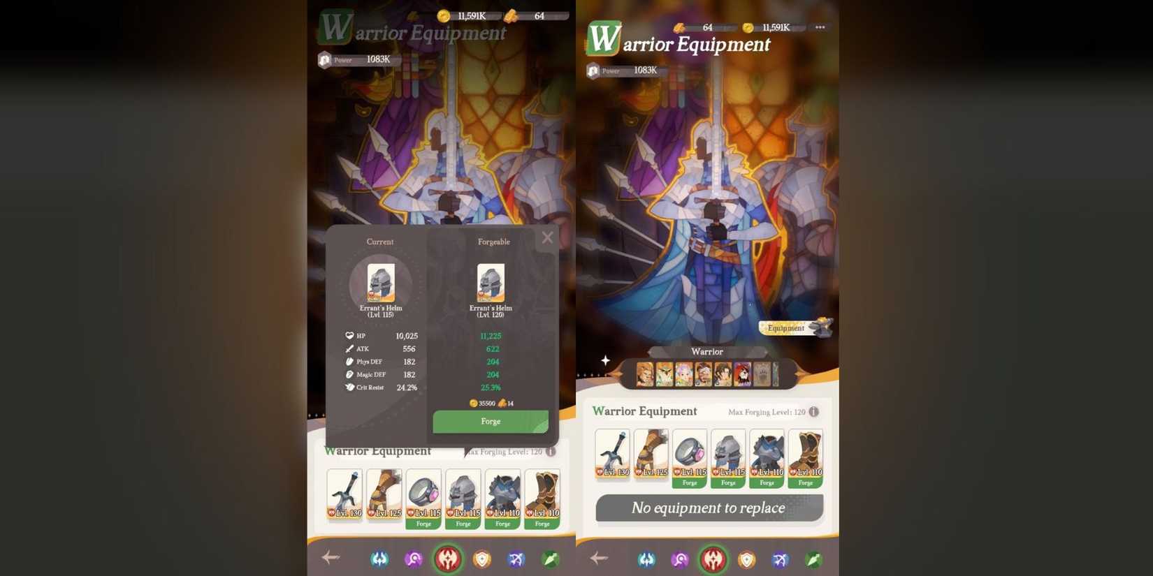 some pieces of equipment in afk journey.