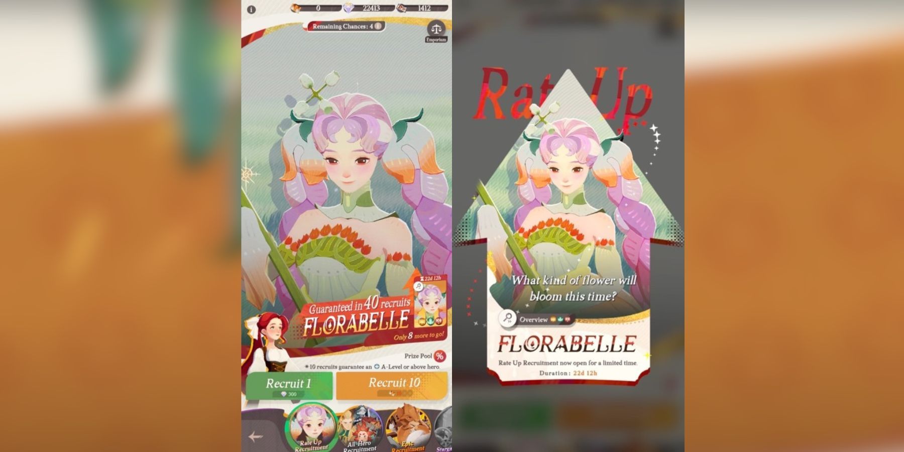 florabelle in the rate up recruitment store. 