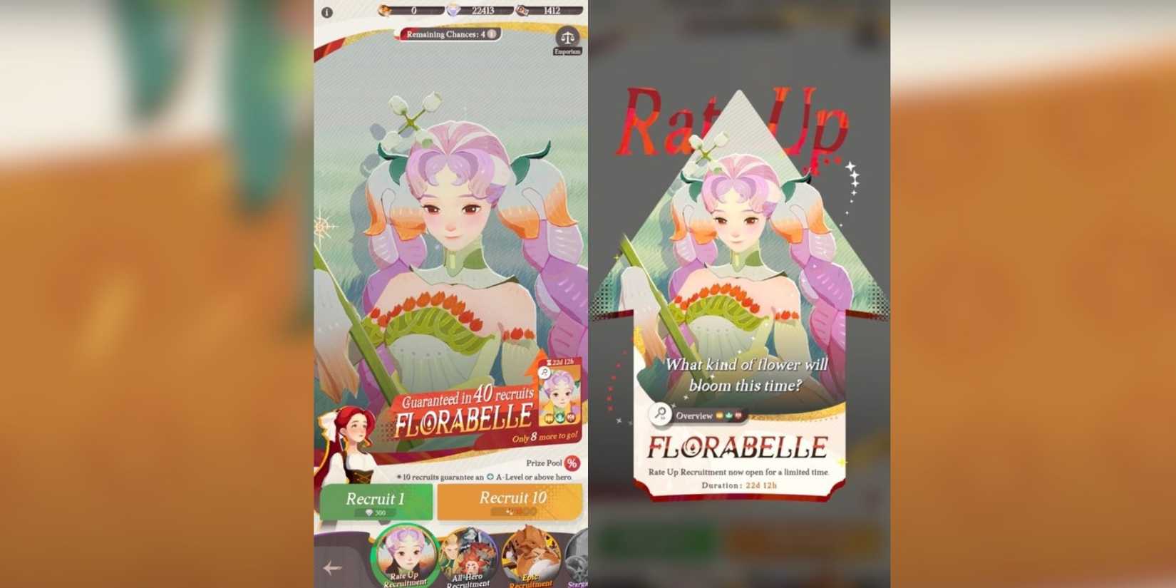 florabelle in the rate up recruitment store. 