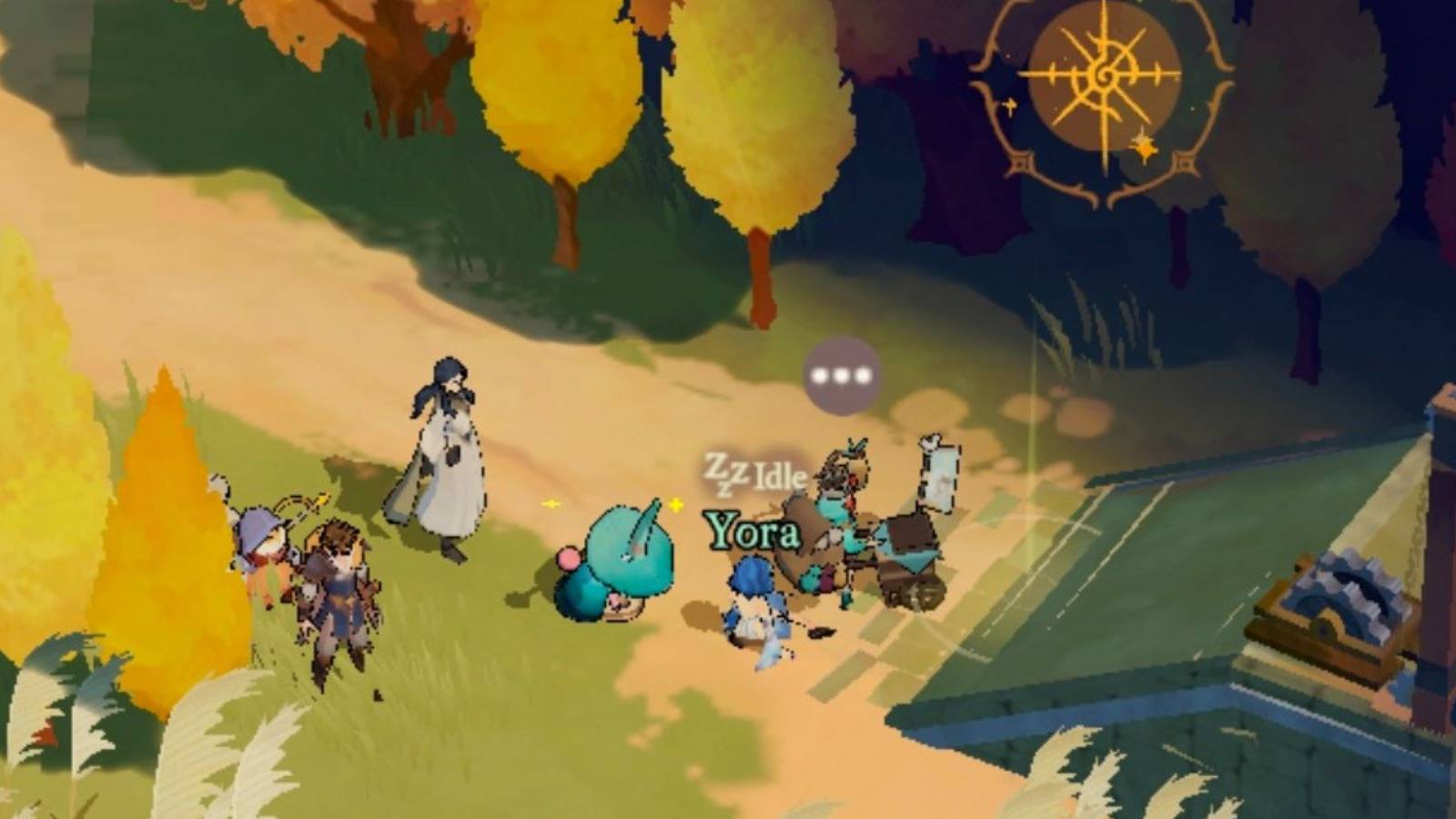 A group of characters on a road in AFK Journey