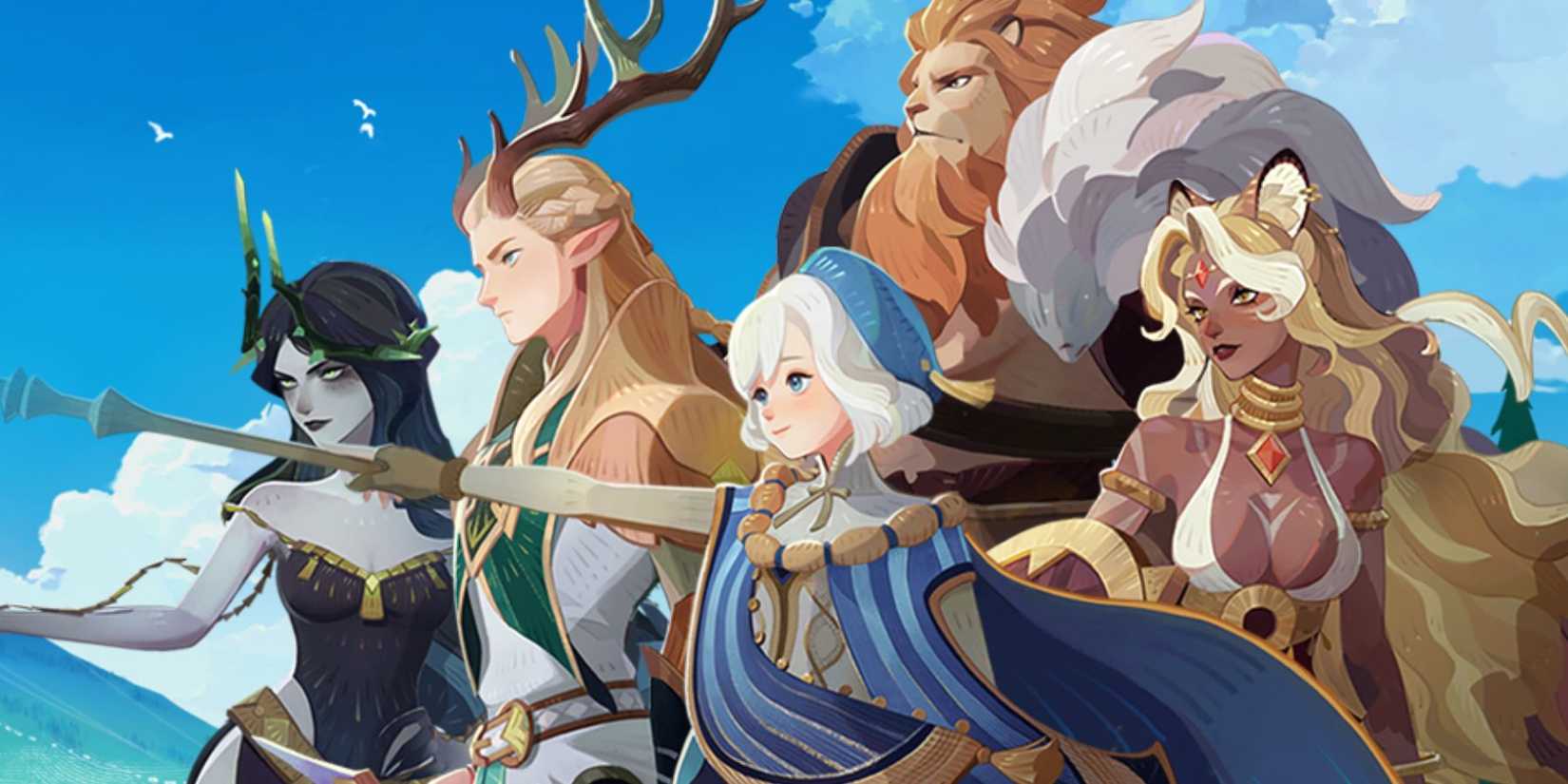 A group of characters with the sky in the background in AFK Journey