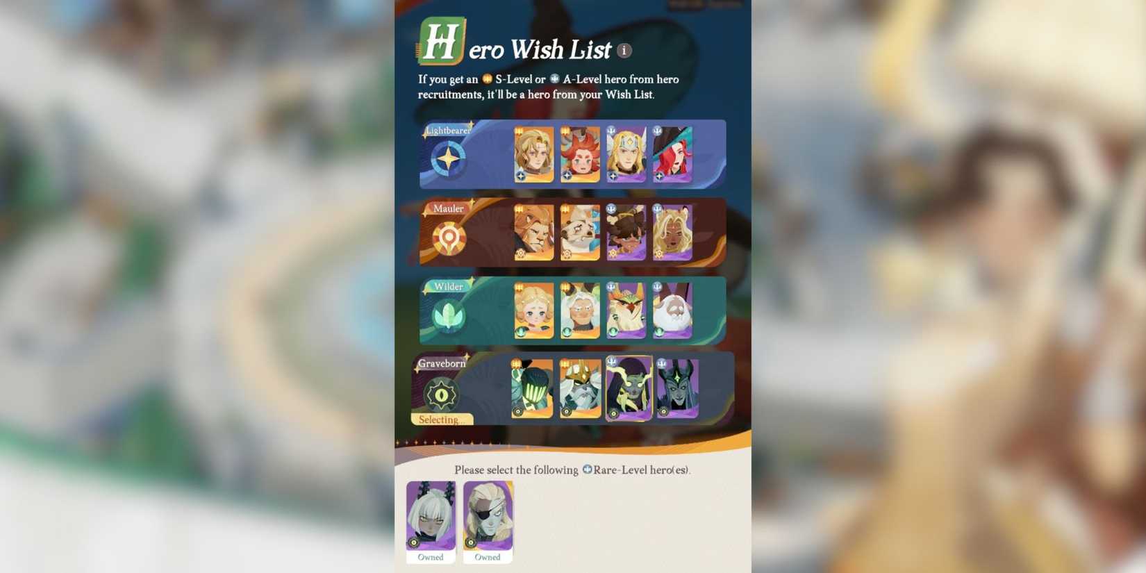 the wish list in afk journey.