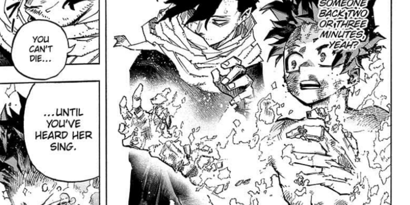 aizawa heals deku with eri's horn my hero academia mha 421