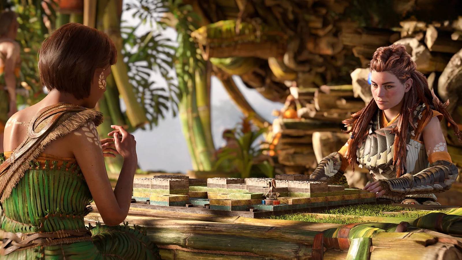 Aloy playing Machine Strike in Horizon Forbidden West