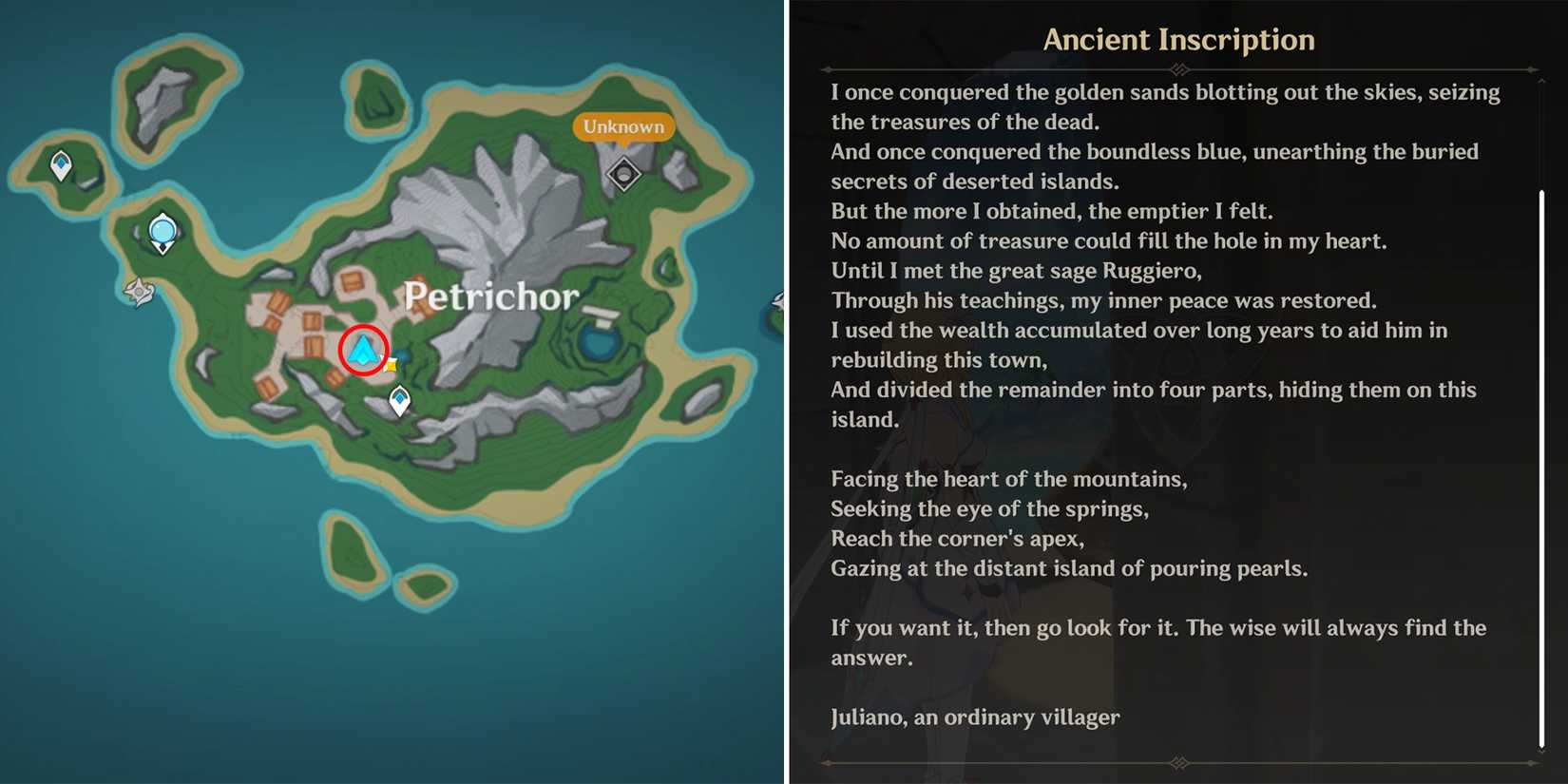 ancient inscription location in genshin impact