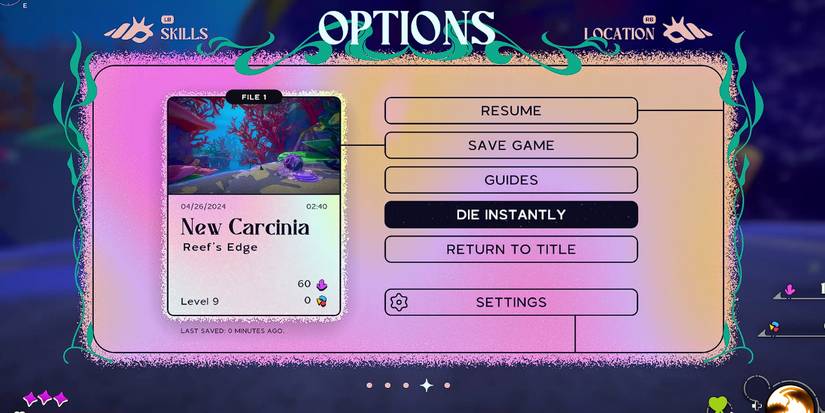 Another Crab's Treasure Instantly Die Settings Option Menu