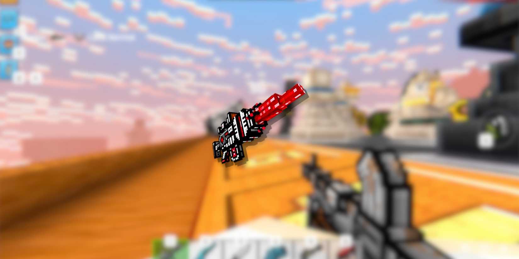 Image of the Anti-Champion Rifle in the foreground from Pixel Gun 3D