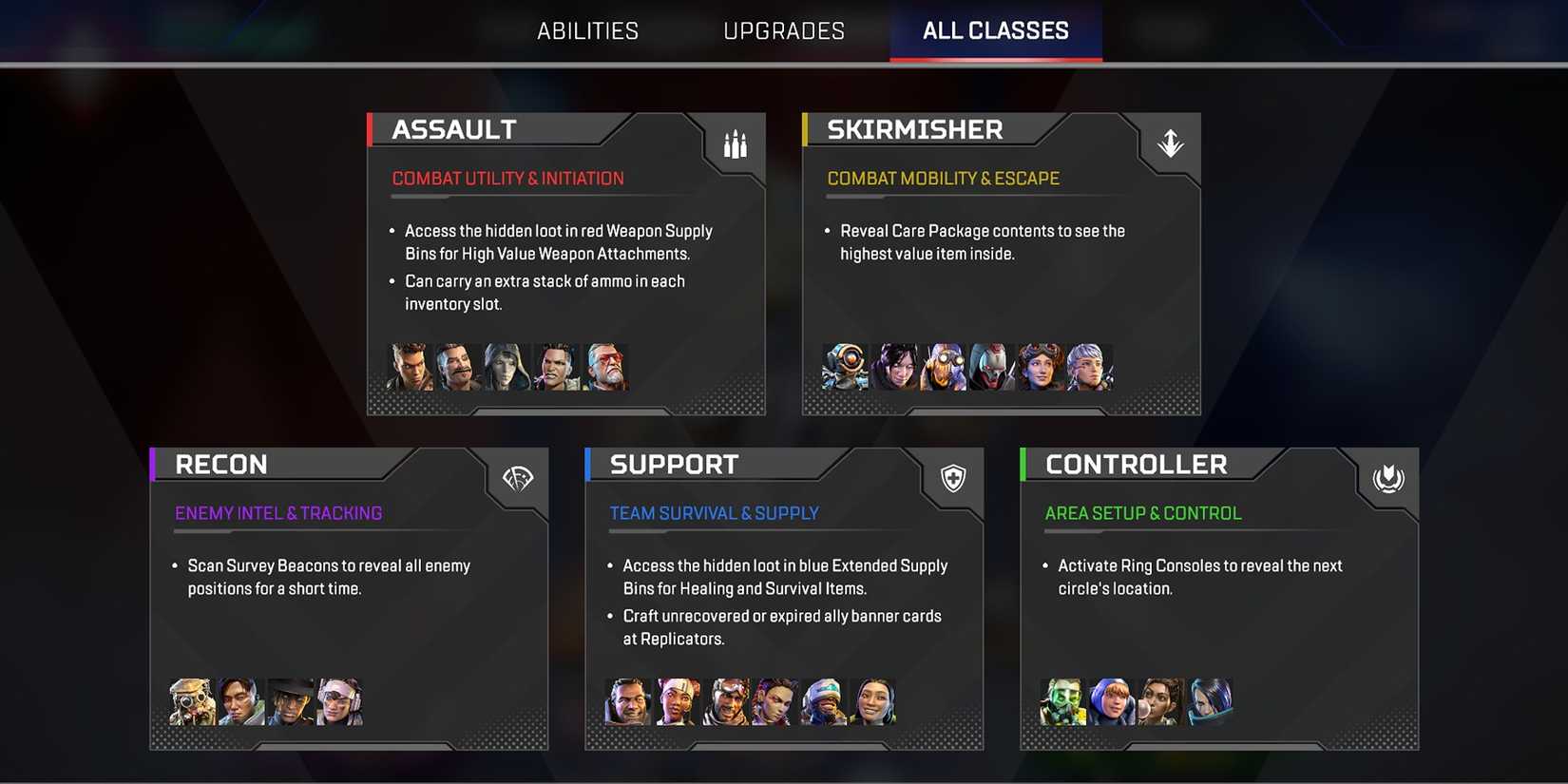 apex legends all classes