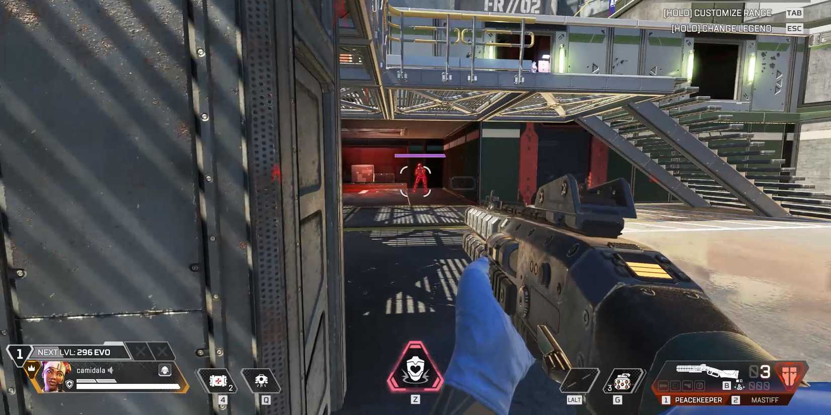 Image of a character aiming at an enemy before swapping weapons in Apex Legends